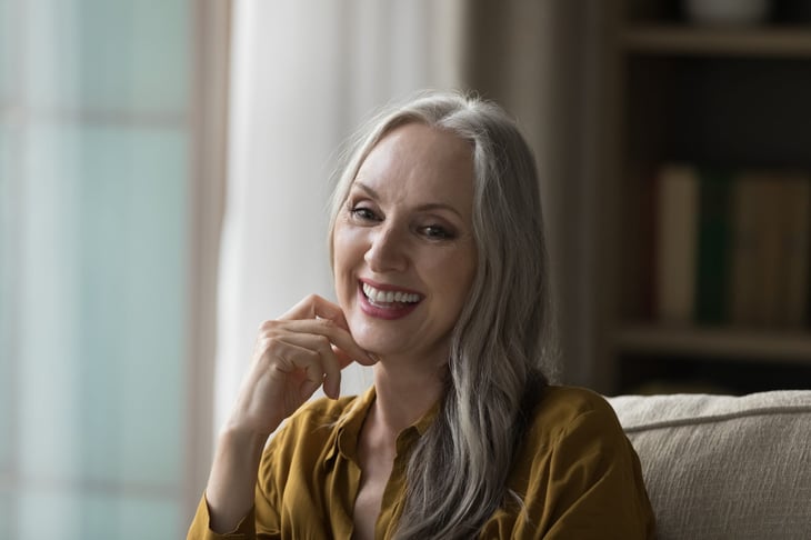 Happy senior in her home