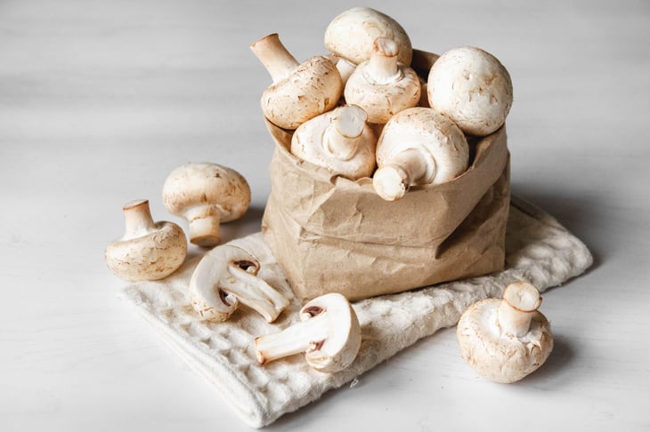 Mushrooms in a paper bag