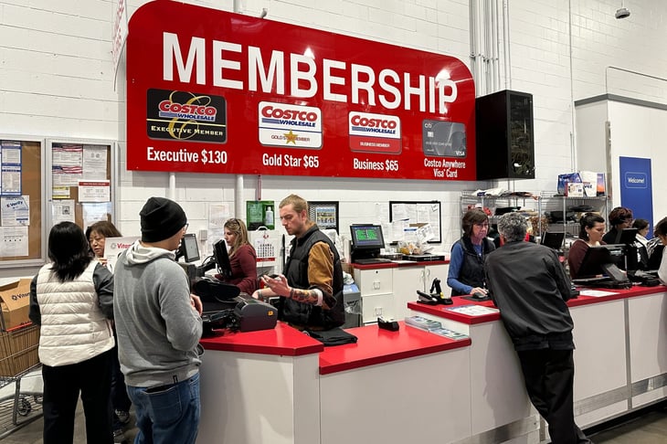 Costco wholesale membership and customer service counter.